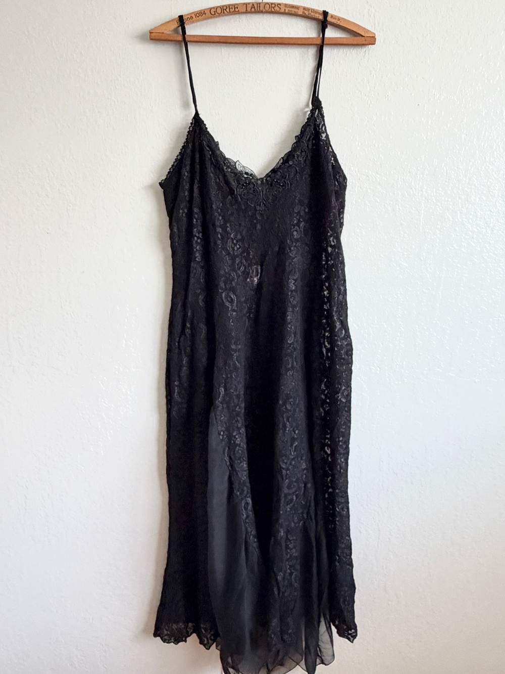 VINTAGE Intimate Attitudes Black Lace Sequin Slip Dress 3X
